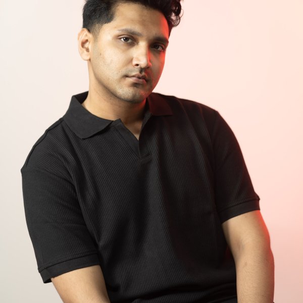 Black Ribbed Knit Polo