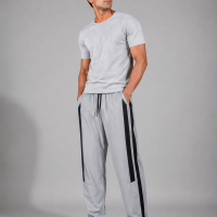 Mens Premium Trouser - Solid Ash with Black Stripes