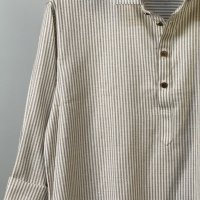 Remi Cotton Katua - Mandarin Collar - Khaki Stripe