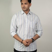 Tommy White-Cerulean-Sky Blue Stripe Shirt